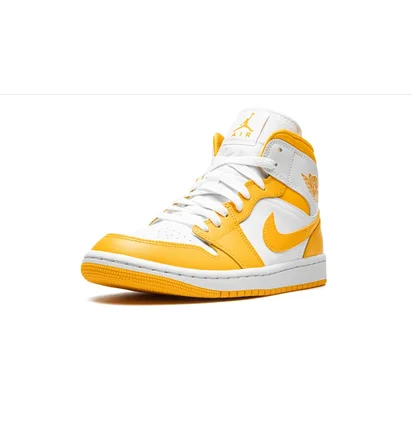 Кроссовки женские Air Jordan Wmns Jordan 1 Mid White/Yellow BQ6472-117