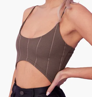 Майка женская Public Desire Bandage Skinny Strap Crop Top Brown 610316-0296