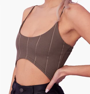 Майка женская Public Desire Bandage Skinny Strap Crop Top Brown 610316-0296
