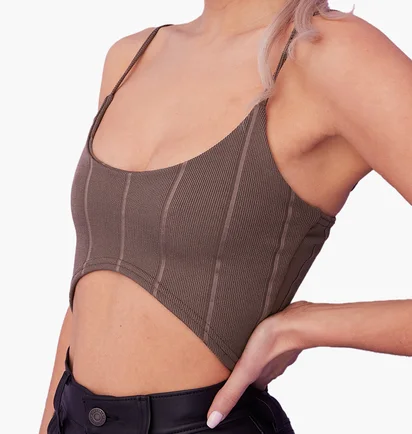 Майка женская Public Desire Bandage Skinny Strap Crop Top Brown 610316-0296