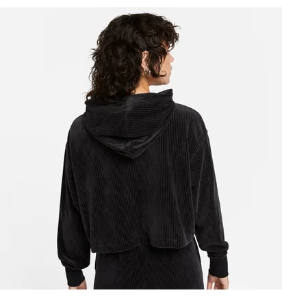 Худи женское Nike Sportswear WomenS Velour Cropped Pullover Hoodie Black DQ5927-010
