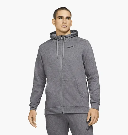 Толстовка чоловіча Nike Dry Men's Dri-FIT Hooded Fitness Full-Zip Grey CZ6376-071