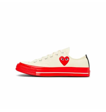 Кеды унисекс Comme des Garcons Play X Chuck 70 Low Shoes Egret/Red Beige A01796C