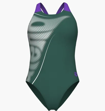 Купальник женский Arena Bright Glare Swimsuit V Back Green 008930-690