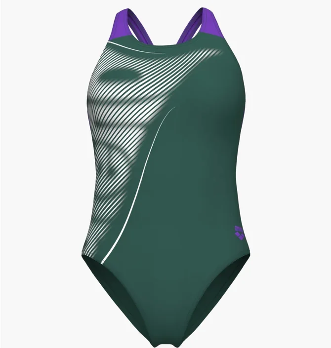 Купальник женский Arena Bright Glare Swimsuit V Back Green 008930-690