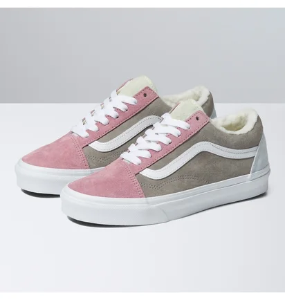 Кеды женские Vans Pig Suede Sherpa Old Skool Shoe Brown/Pink VN0005UAMUL