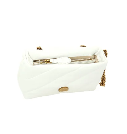 Сумка жіноча Pinko Leather Messenger Bag Love Mini Puff Jewel - Crossbody Bag White 1P222X-Y6Y3