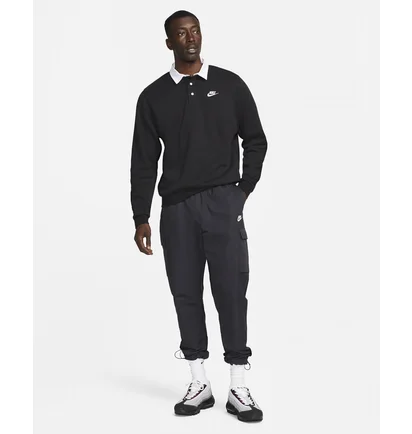 Кофта мужская Nike Club Fleece MenS Brushed-Back Long-Sleeve Polo Black DX0537-010