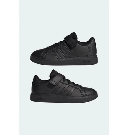 Кроссовки детские Adidas Grand Court Elastic Lace And Top Strap Black FZ6161