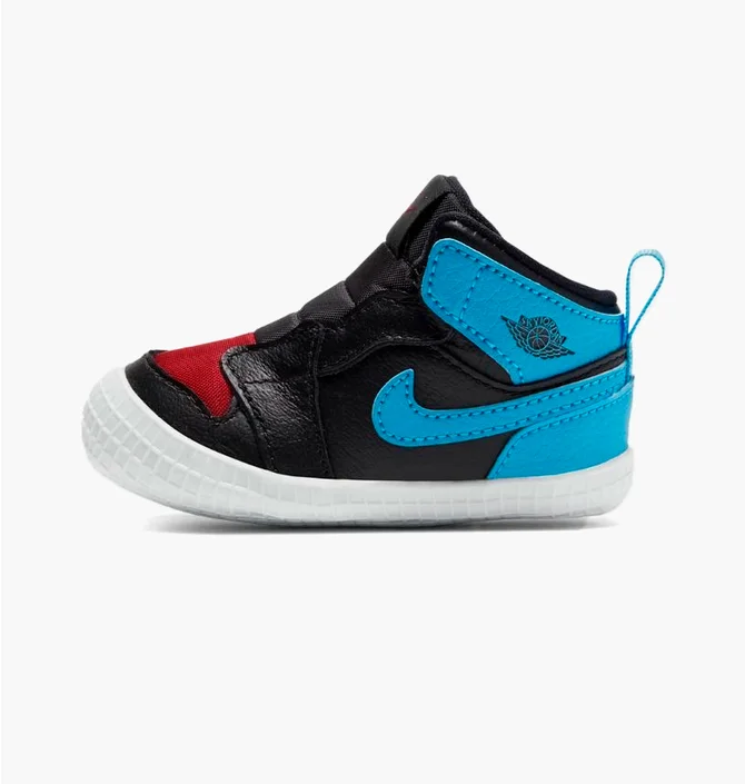 Кроссовки детские Air Jordan 1 Crib Bootienc To Chi Leather Black/Blue At3745-046