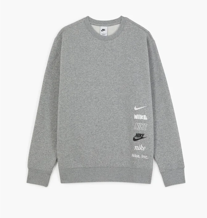 Свитшот мужской Nike Sweat Crew Multi Logo Grey DX0781-063