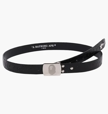 Ремень мужской A Bathing Ape Neon Camo Narrow Leather Belt Black 001BTK301003M
