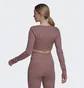 Лонгслів жіночий Adidas Studio Lounge Ribbed Cropped Long Sleeve Tee Brown Hh8500