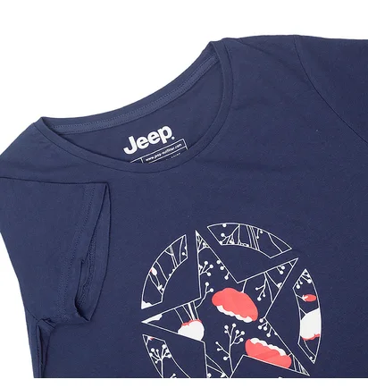 Футболка женская Jeep T-Shirt Star Botanical Print J22W Blue O102614-A184