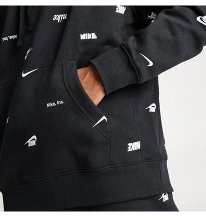 Худі чоловіче Nike Club Aop Po Hoody Black FB7434-010