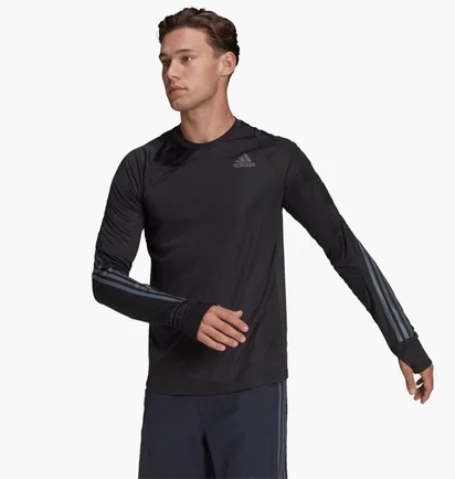 Лонгслив мужской Adidas Run Icon Full Reflective 3-Stripes Long Sleeve Tee Black HB7434