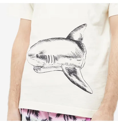 Футболка чоловіча Palm Angels Broken Shark Tee Beige PMAA001S23JER0010410