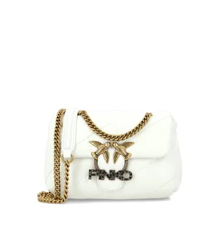 Сумка женская Pinko Leather Messenger Bag Love Mini Puff Jewel - Crossbody Bag White 1P222X-Y6Y3
