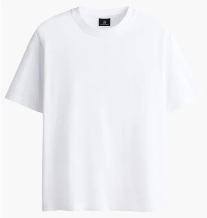 Футболка чоловіча H&M Relaxed Fit White 1309319011