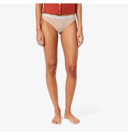 Трусики женские Lacoste Stretch Cotton String Briefs (3 шт) Beige/Brown 8F1341I87