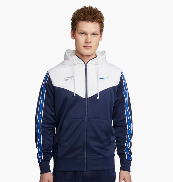 Толстовка мужская Nike Sportswear Repeat MenS Full-Zip Hoodie Blue/White DX2025-411