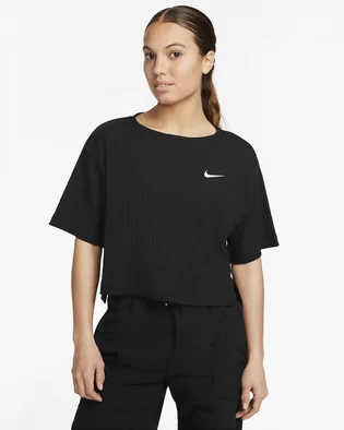 Футболка жіноча Nike Sportswear WomenS Ribbed Jersey Short-Sleeve Top Black DV7870-010