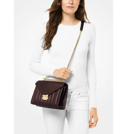 Сумка жіноча Michael Kors Whitney Large Quilted Leather Convertible Shoulder Bag Bordo 30F8GXIL3T-BAROLO-7835