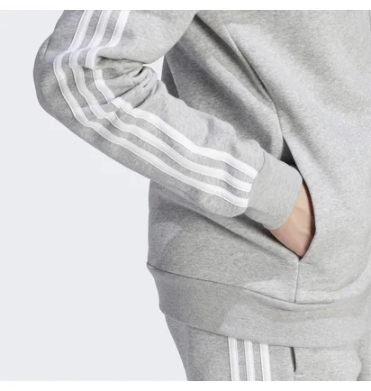 Толстовка мужская Adidas Essentials Fleece 3-Stripes Full-Zip Hoodie Grey IJ6479