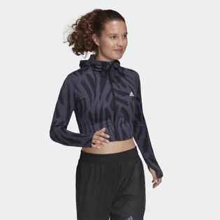 Лонгслив женский Adidas Run Icon Allover Print Long Sleeve Running Tee Black/Violet He0353