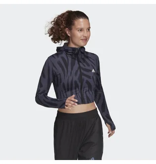 Лонгслив женский Adidas Run Icon Allover Print Long Sleeve Running Tee Black/Violet He0353