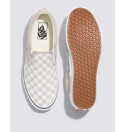 Кеды унисекс Vans Checkerboard Classic Slip-On Shoe Beige/White VN0A7Q5DBLL