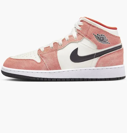 Кроссовки детские Air Jordan 1 Mid Orange Suede Peach/White DV1336-800