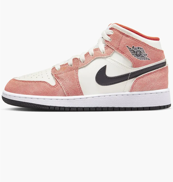 Кроссовки детские Air Jordan 1 Mid Orange Suede Peach/White DV1336-800