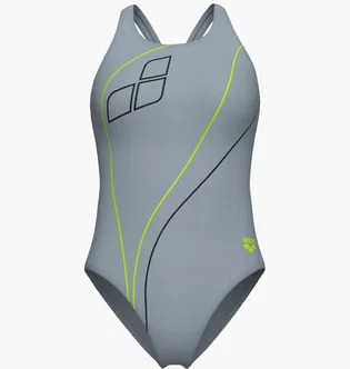 Купальник жіночий Arena Trail Swimsuit V Back Grey 009022-520