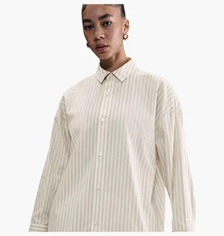Рубашка женская Nike Sportswear Chill Poplin WomenS Oversized Striped Button- Down Top Beige II4217-009