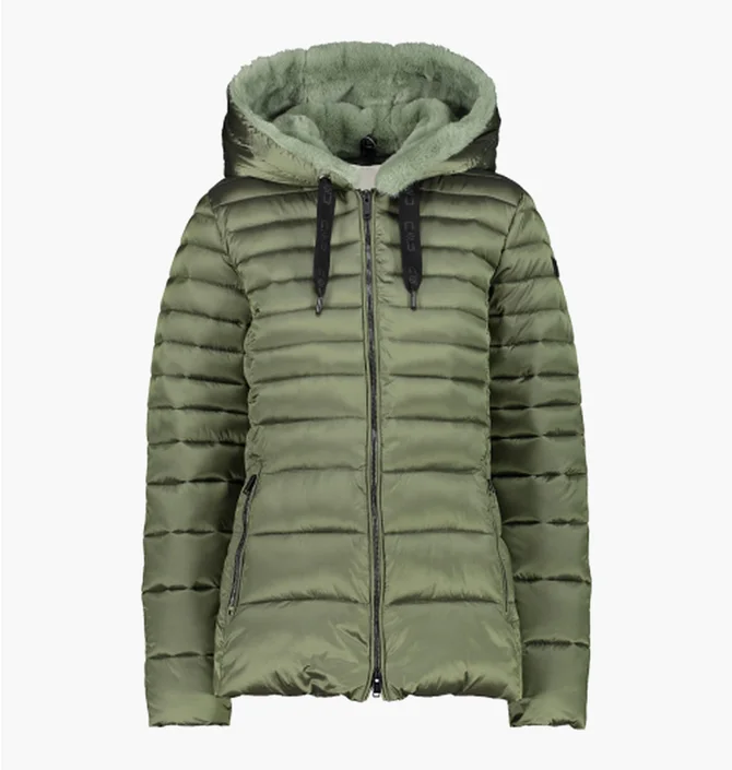Пуховик женский CMP Woman Jacket Fix Hood Olive 31K3006F-F739
