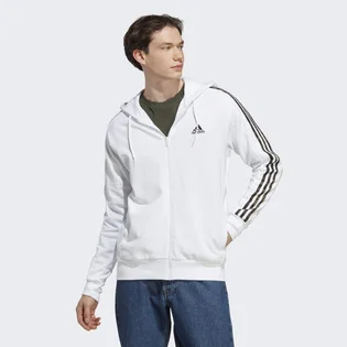 Толстовка мужская Adidas Essentials French Terry 3-Stripes Full-Zip Hoodie White Ic9836