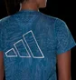 Футболка женская Adidas Run Icons 3 Bar Logo Allover Print Running Light Blue IL1744