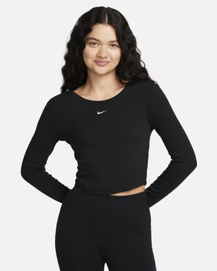 Лонгслів жіночий Nike Sportswear Chill Knit Tight Scoop-Back Long-Sleeve Mini-Rib Top Black FN3661-010