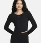 Лонгслів жіночий Nike Sportswear Chill Knit Tight Scoop-Back Long-Sleeve Mini-Rib Top Black FN3661-010