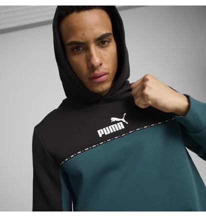 Худи мужское Puma Ess Block X Tape Hoodie Fl Black/Blue 673342-22