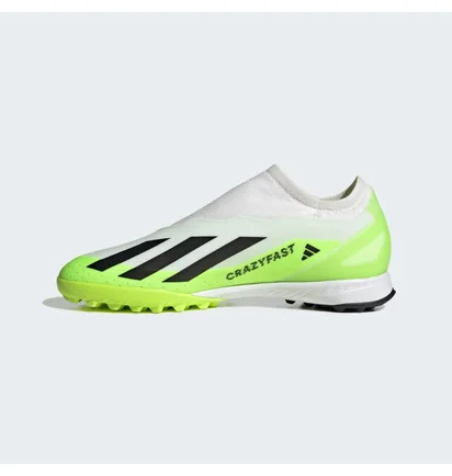 Сороконіжки унісекс Adidas X Crazyfast.3 Laceless Turf Shoes White/Green ID9346