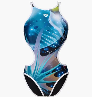 Купальник жіночий Arena One Print Swimsuit Tech Back Blue 008835-150