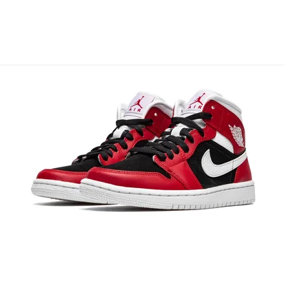 Кроссовки женские Air Jordan Wmns 1 Mid Red/Black BQ6472-601