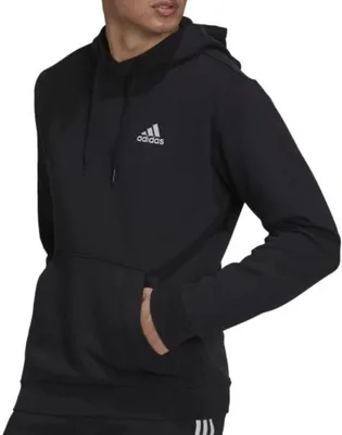 Худи мужское Adidas Essentials Fleece Hoodie Black / White Black GV5294