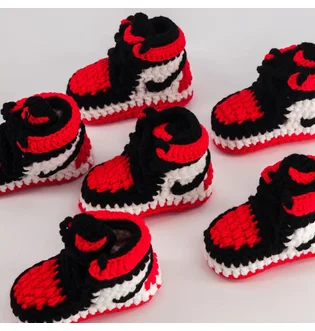 Пинетки детские Baby Sneakers Crochet Red AJ157