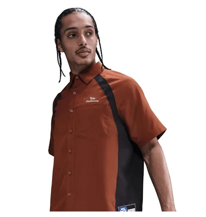 Рубашка унисекс Nike Sb Dri-Fit Woven Short-Sleeve Bowler Shirt Brown HJ2958-245