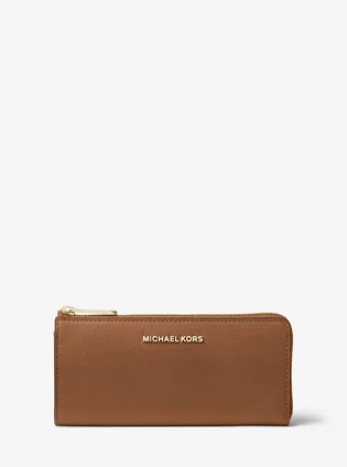 Гаманець жіночий Michael Kors Jet Set Travel Large Saffiano Leather Quarter-Zip Wallet Brown 35T6GTVE3L-LUGGAGE-21897