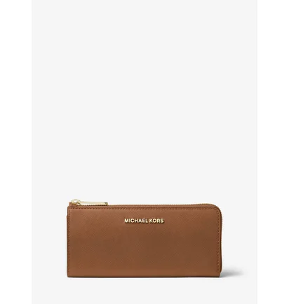 Гаманець жіночий Michael Kors Jet Set Travel Large Saffiano Leather Quarter-Zip Wallet Brown 35T6GTVE3L-LUGGAGE-21897