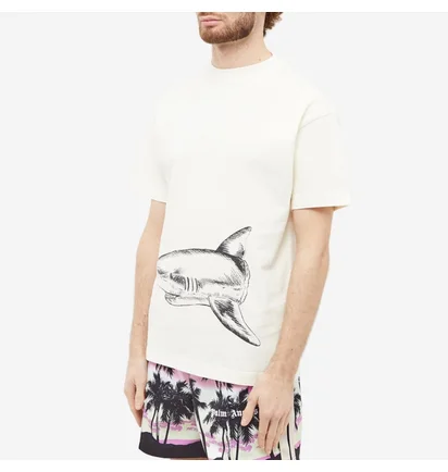 Футболка чоловіча Palm Angels Broken Shark Tee Beige PMAA001S23JER0010410